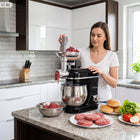 Robot kuchenny planetarny mikser z misą blender szklany maszynka do mięsa 6 prędkości, pojemnik stalowy 5 l, koktajler