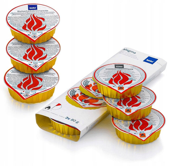 ŻEL paliwo do fondue pasta Podgrzewaczy 3 x 80 g Kela Bezzapachowe do palników stołowych, podgrzewanie potraw przy stole, wkład grzewczy