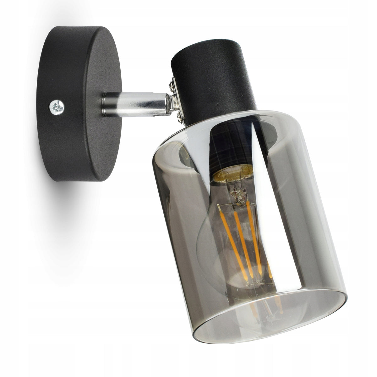 Lampa Ścienna Kinkiet Reflektor Czarna Szklana Glass Tube 535-K1 LED E27 oświetlenie do salonu, sypialni i przedpokoju