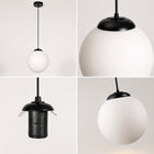 Lampa wisząca zwis żyrandol sufitowy loft szklany klosz kula na 1 LED E27 czarno-biała oprawa do salonu jadalni kuchni