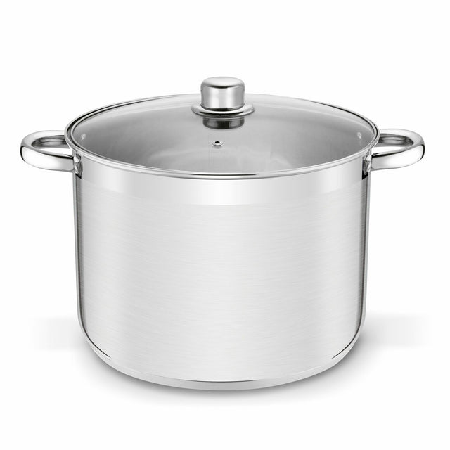 Garnek prosty Indukcja Stalowy gastronomiczny Solidny Gaz Duży Tadar 12 L nierdzewny z pokrywką, do zmywarki, na kuchnię ceramiczną i elektryczną