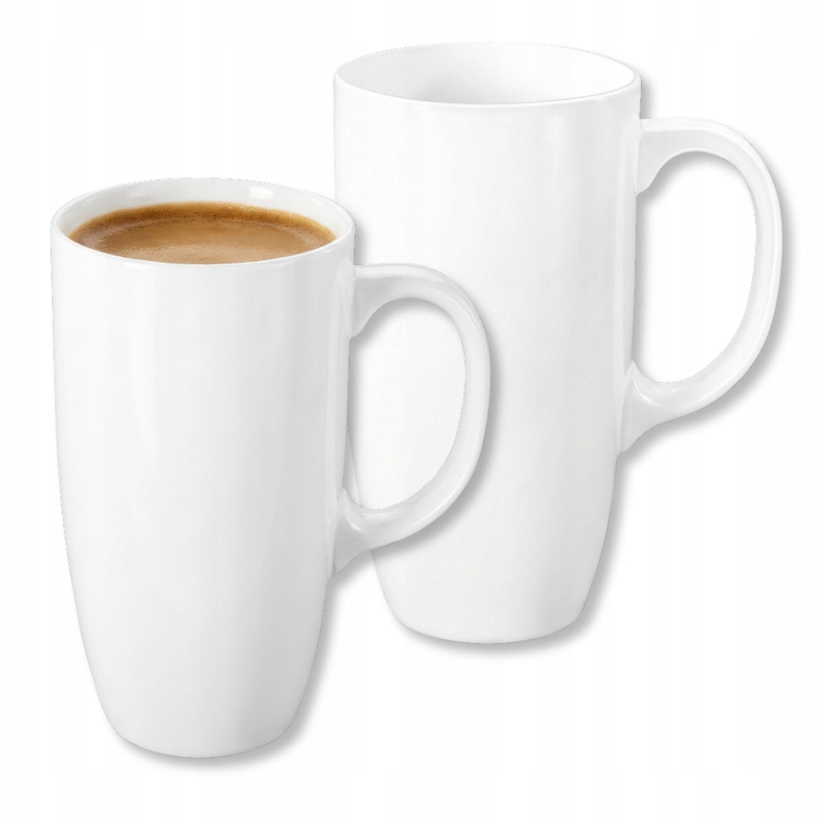 2x Duży Kubek XXL 630 ml Do Kawy Herbaty Wilmax Biały Porcelanowy Wysoki bez wzoru, nadaje się do zmywarki