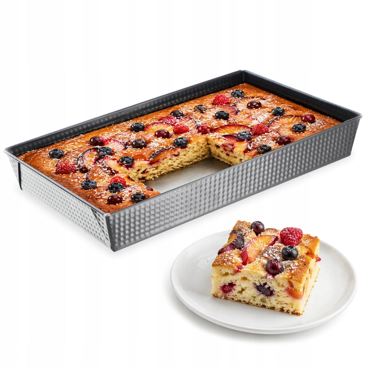 Blacha forma do pieczenia ciasta nieprzywieralna prostokątna 40x25x6 metalowa keksówka na biszkopt i brownie