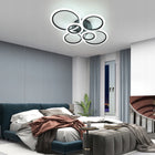 LAMPA SUFITOWA LED WISZĄCA CZARNA NOWOCZESNA DO SYPIALNI ŚCIEMNIANA + PILOT 58W żyrandol metalowy 6 punktów świetlnych