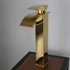 Bateria umywalkowa chrom wysoka złota nablatowa wodospad glamur gold 30 CM kran łazienkowy jednouchwytowy stojący stała