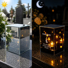 Znicz Lustrzany LED z Grawerem na Grób Cmentarz Elegancki Efekt Płomienia lampion bateryjny, ponad 75 godzin działania