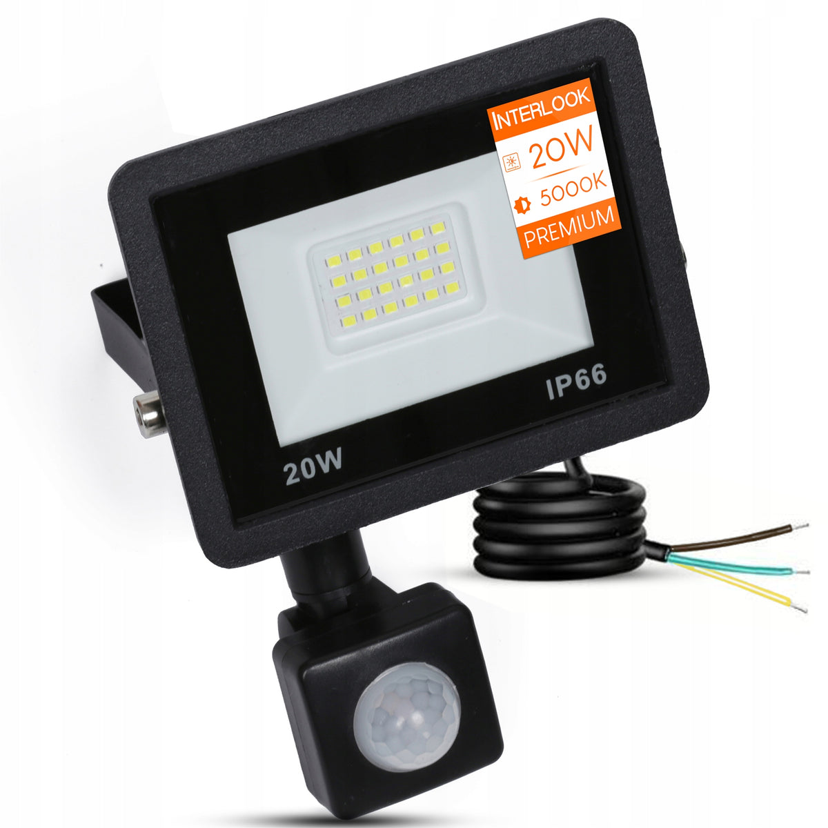 Halogen LED 20W lampa z czujnik ruchu zmierzchu naświetlacz zewnętrzny IP65 reflektor ogrodowy 1900 lm zimna biel 5000 K