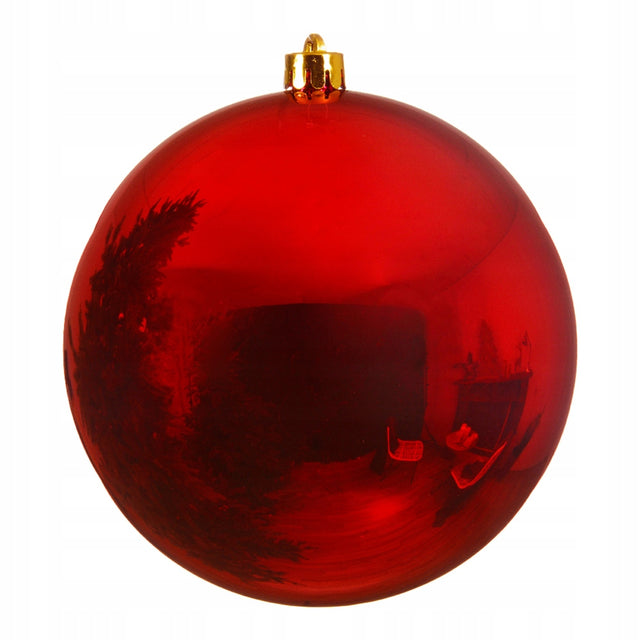 Duża bombka choinkowa 20cm czerwona błyszcząca nietłukąca ozdoba choinkowa Bombka dekorowana czerwony plastik