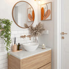 Umywalka nablatowa mała biała okrągła owalna REA sofia mini white 35 cm ceramiczna misa łazienkowa bez otworu na baterię