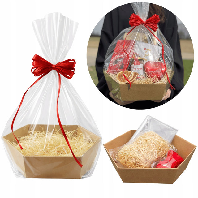 Gotowy zestaw prezentowy Pusty Kosz Prezentowy na dzień nauczycela brązowy pojemnik na upominki, 2 l, 28,4 x 22,6 x 11 cm