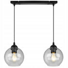 Lampa sufitowa wisząca żyrandol szklane kule czarna listwa nad stół wyspę do jadalni kuchni 2x E27 klosze 10 cm do 60 w