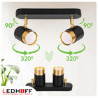 Lampa sufitowa LED kinkiet SPOT oprawa halogenowa 2x GU10 TUBA CZARNA złota ścienna aluminiowa 2-punktowa do żarówek