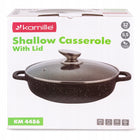 GARNEK 5,5 L MARMUROWY Patelnia Wok BRYTFANNA POKRYWA INDUKCJA GAZ KAMILLE garnek tradycyjny 32 cm 5.5 l aluminiowe