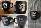 B.duży kubek granatowy matowy z własnym nadrukiem do kawy na prezent grawer ceramiczne naczynie do herbaty 450 ml