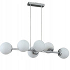 Lampa wisząca sufitowa żyrandol kule chrom nowoczesna Led mleczna szklane klosze, 6 punktów światła, gwint E27, do