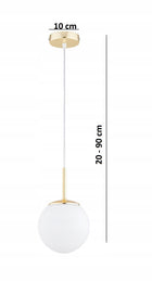 Złota Lampa Wisząca Sufitowa Żyrandol Białe Kule Milo LED E27 metalowa oprawa do salonu, 1 punkt świetlny, klosz 14 cm