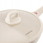 PATELNIA WOK Głęboka Indukcja GAZ POKRYWKA Konighoffer Creamy Marble 30 cm nieprzywierająca, do kuchenek ceramicznych i