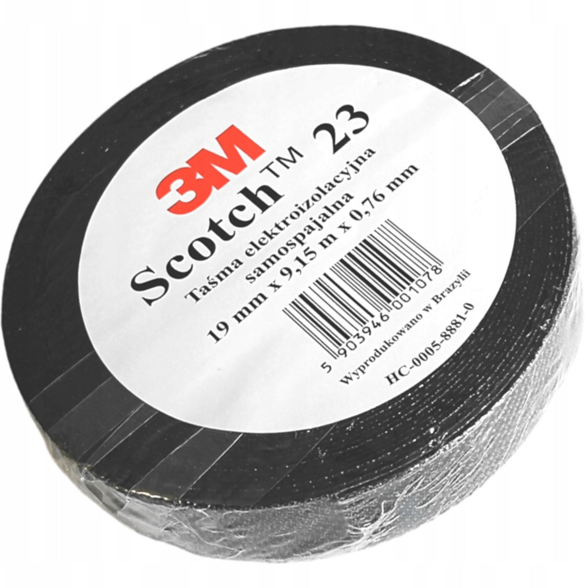 Taśma samowulkanizująca 3m mocna gruba czarna S19mm L9,15mb scotch 23-23T izolacja przewodów elektrycznych