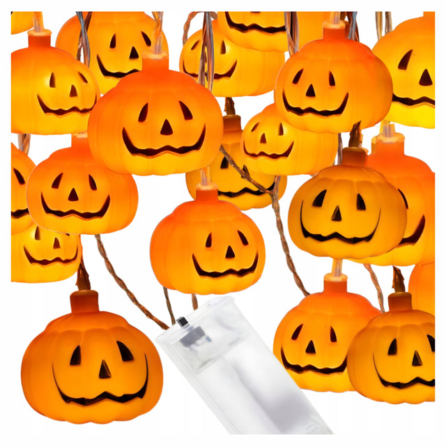 Lampki dynie świecące LED halloween dekoracje ozdoby pumpkin wiszące 2m girlanda łańcuch świetlny 20 sztuk na imprezę jesienną