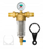 Filtr do wody mechaniczny samoczyszczący z płukaniem 3/4" DN20 z manometrem 6 cm 0 l bezbarwny