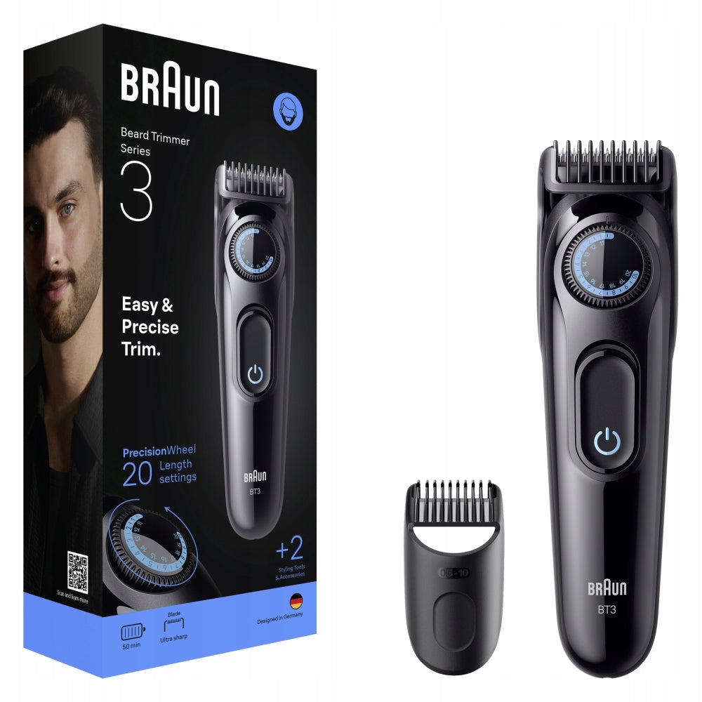 Braun Series 3 BT3500 Trymer do zarostu męski + grzebień + szczoteczka czarny