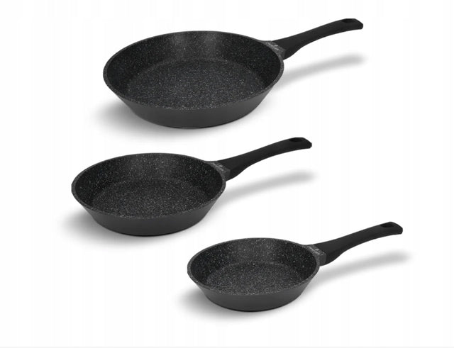 Zestaw patelni 3el. black stone Zwieger do smażenia, powłoka nieprzywierająca, na indukcję gazową elektryczną i ceramiczną, nienagrzewające się
