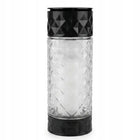Znicz szklany Crystal bezbarwny czarny z wkładem 29 cm lampion nagrobny parafinowy na cmentarz