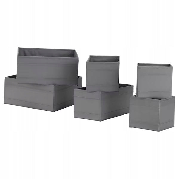 Ikea skubb komplet pojemników 6 szt. szary # organizery do szuflad, wkłady do szuflady, przegródki do przechowywania, długość 55 cm