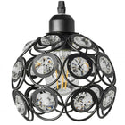 Lampa sufitowa czarna E27 jednopunktowa zdobiony klosz z kryształami oświetlenie wiszące metalowe 20 cm do salonu i