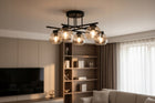 Lampa Sufitowa Nexus 5 czarny miodowy klosz 5x60W producent oprawa natynkowa E27 bez żarówek szerokość 71 cm