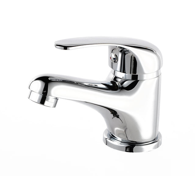 Bateria umywalkowa niska łazienkowa kran 4100-1 mosiądz stojąca srebrna armatura sanitarna