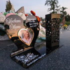 Wieczny znicz solarny LED Ze Zdjęciem Cmentarz dla Mamy Taty Babci Dziadka lampion nagrobkowy na grób, wysokość 20 cm