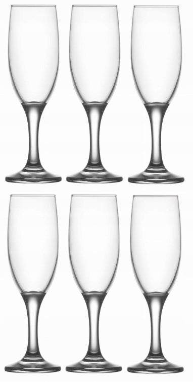 LAV misket Kieliszki komplet 6 szt Kieliszków do Szampana 6 x 180 ml wino musujące, prosecco, szkło bezbarwne, można
