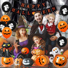 ZESTAW DEKORACJI HALLOWEEN GIRLANDA BALONY DEKORACJE PAJĘCZYNA OZDOBY H3 na przyjęcie tematyczne, do wystroju wnętrza