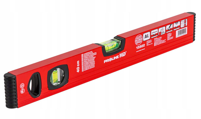 Poziomnica aluminiowa 2 libelki 40 cm Proline HD poziomica, przyrząd do kontroli pionu i poziomu, do prac budowlanych i montażowych