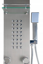 Srebrny mat panel prysznicowy deszczownica indes kolumna natryskowa z hydromasażem stal nierdzewna 20x143 cm