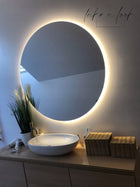 Lustro LED 80 cm COB 480 LED/1 m okrągłe ledowe wodoodporny zasilacz IP67 ścienne do łazienki bez ramy z podświetleniem