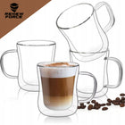 6x SZKLANKI TERMICZNE DO KAWY 400ML ZESTAW SZKLANEK DO LATTE HERBATY KUBKI z podwójną ścianką, bezbarwne szkło