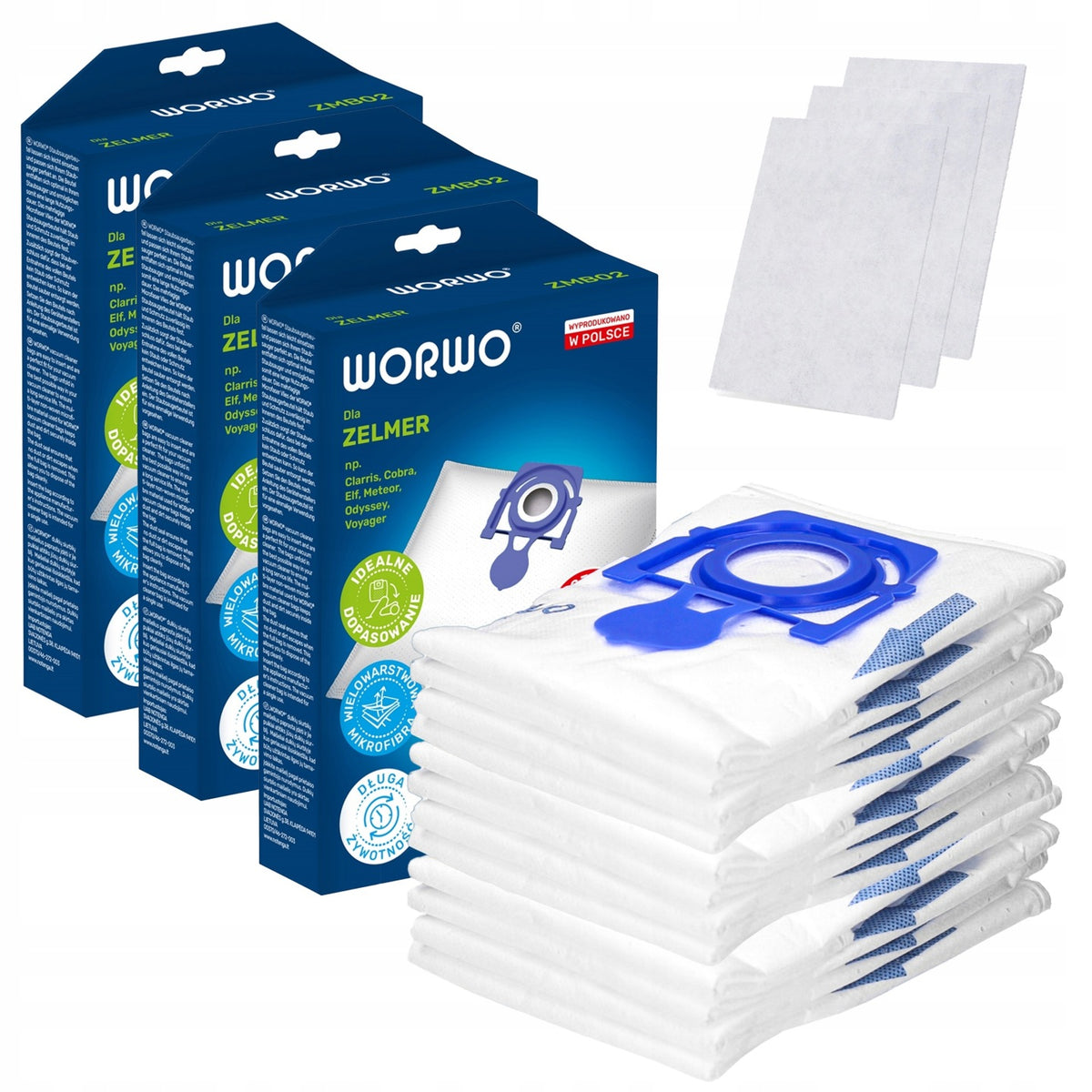 12 X WORKI DO ODKURZACZA ZELMER METEOR 2 400.0 ODYSSEY 450.0 na kurz, wymienne akcesorium do sprzątania