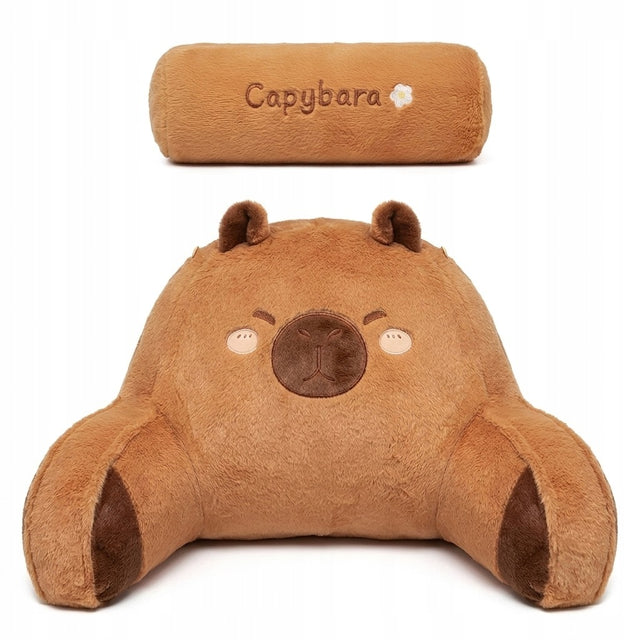 Poduszka pluszak capybara do czytania z podłokietnikami dla dziecka duża oparcie, przytulanka brązowa 70 x 45 cm