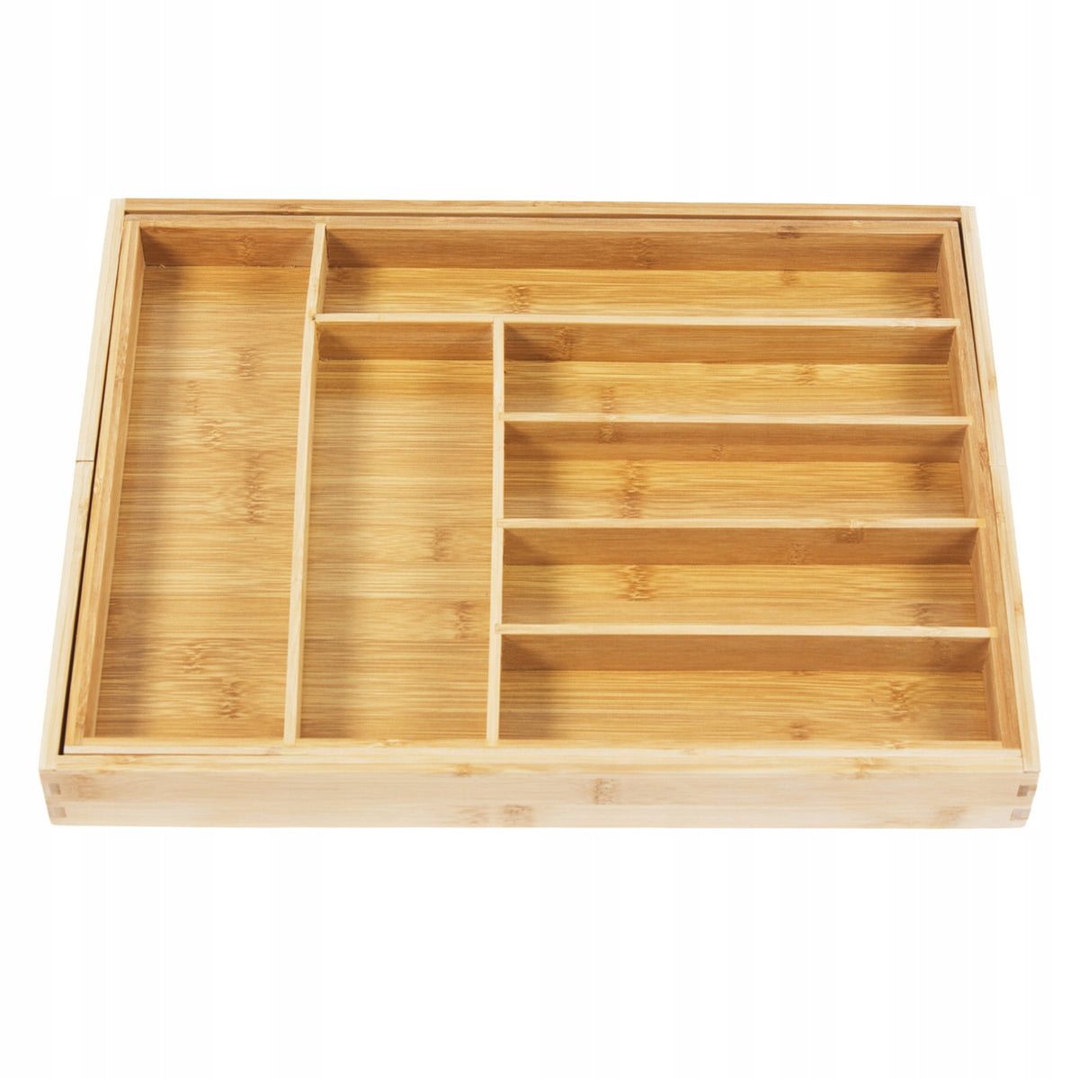 Wkład do szuflady na sztućce GreenBlue 43 x 50 cm organizer kuchenny bambusowy brązowy, 9 przegródek, noże, widelce