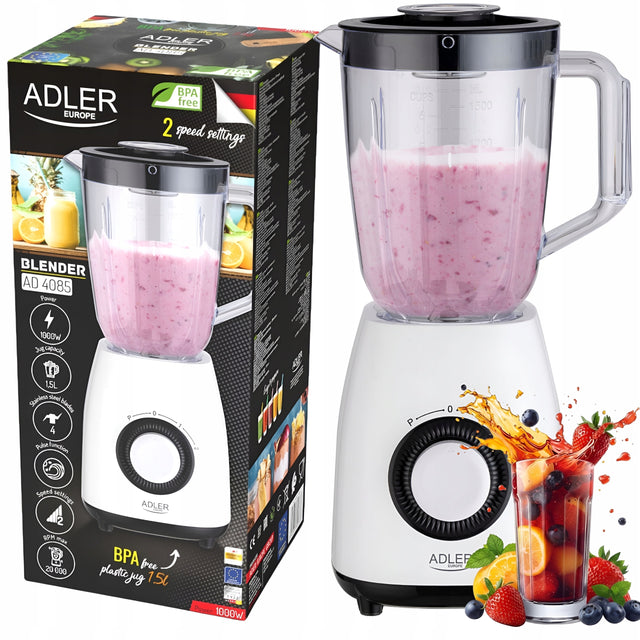 Blender kielichowy 1,5l 1000W Mikser do Smoothie Zup Koktajli Adler Miarka