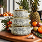 Zestaw małych garnków emaliowanych małe garnki emalia 3 SZT 600/1000/1500ML beżowy stal
