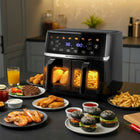 Frytkownica beztłuszczowa dwukomorowa duża 10,2l AIR fryer XL berdsen 1700W czarny