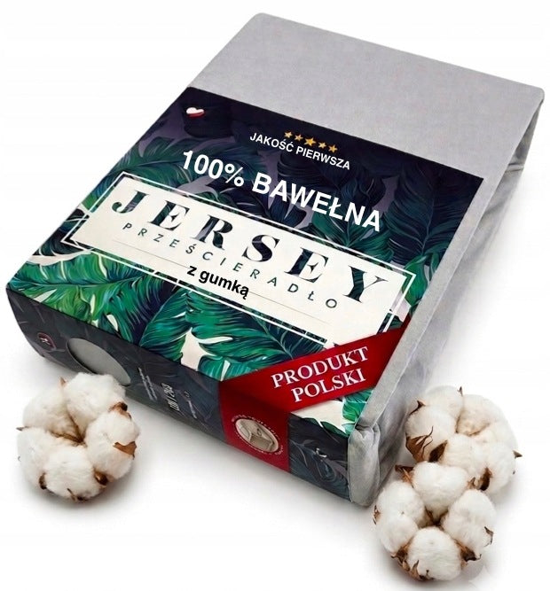 Prześcieradło JERSEY z gumką 140x200 PREMIUM POLSKIE 100% bawełna naciągane na materac, do grubości 18 cm, szare