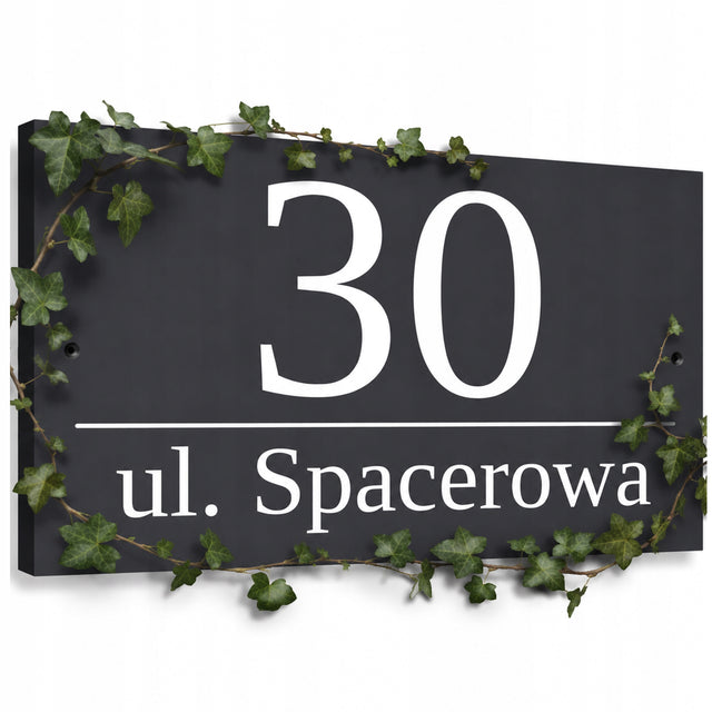 Tabliczka Adresowa Tablica Adresowa Duża - metalowa - druk UV numer domu oznaczenie posesji ze stali nierdzewnej 32x20 cm czarne