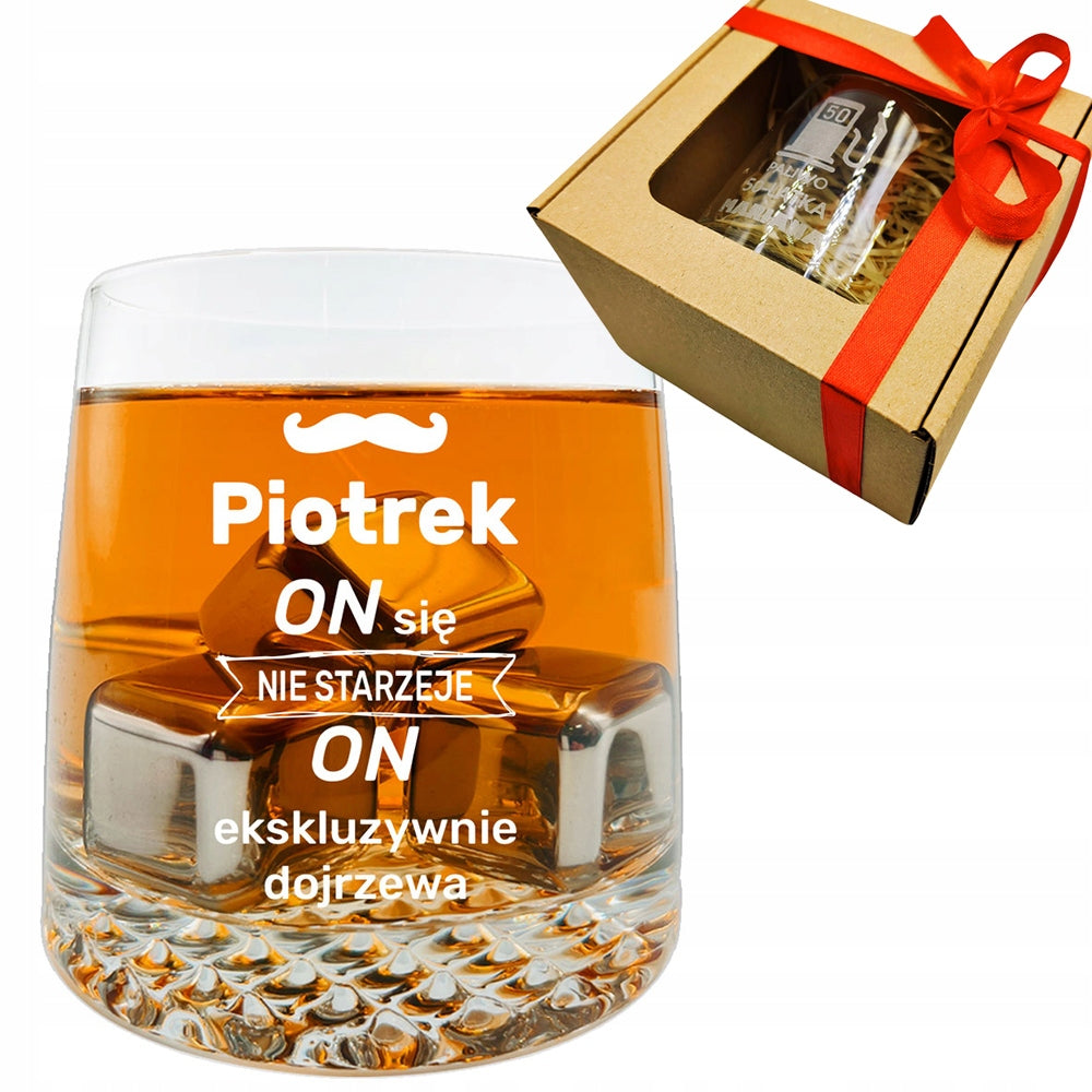 Szklanka do whisky prezent dla faceta mężczyzny szefa na 18-99 urodziny kubek z grawerem, gadżet na Dzień Chłopaka