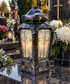 Znicz szklany kapliczka nowoczesny duży szklany znicze na grób lampion led maryjka 33 cm