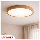 Plafon natynkowy LED 40cm Okrągła lampa sufitowa drewno 40W 4000K do pokoju oprawa wnętrz, zintegrowane źródło
