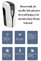 Dozownik automatyczny mydła odkażania dezynfekcji duży bezdotykowy 1000 ml dyspenser ścienny na baterie do płynu, biały